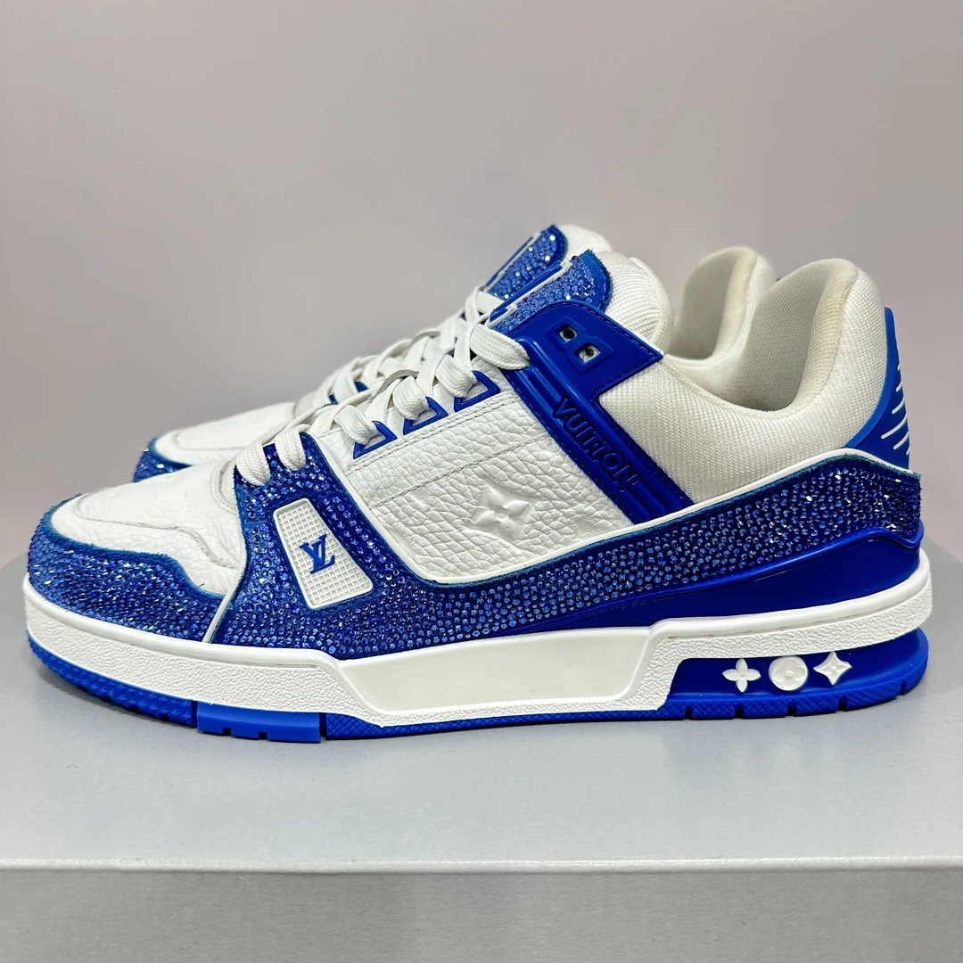 未使用 LouisVuitton/路易威登 试穿 trainer 蓝白半钻 低帮板鞋