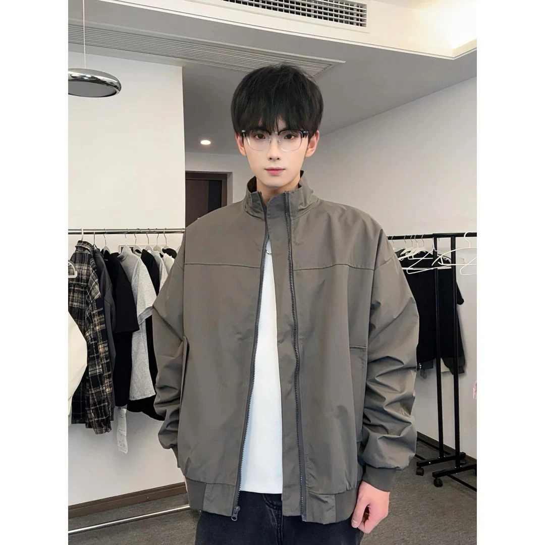 秋季新款男士廓形飞行员夹克立领美式cleanfit男女同款高品质外套