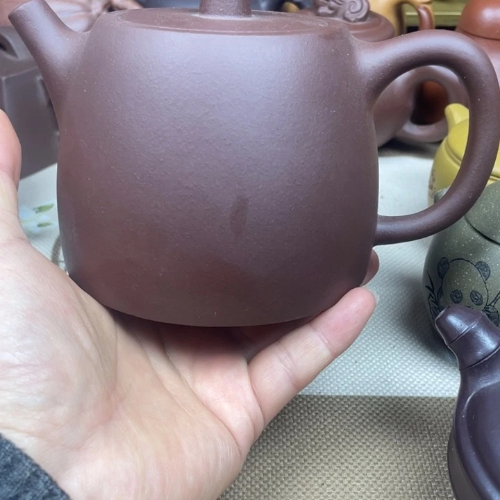 茶壶紫砂紫砂壶紫泥汉段500cc左右微微瑕