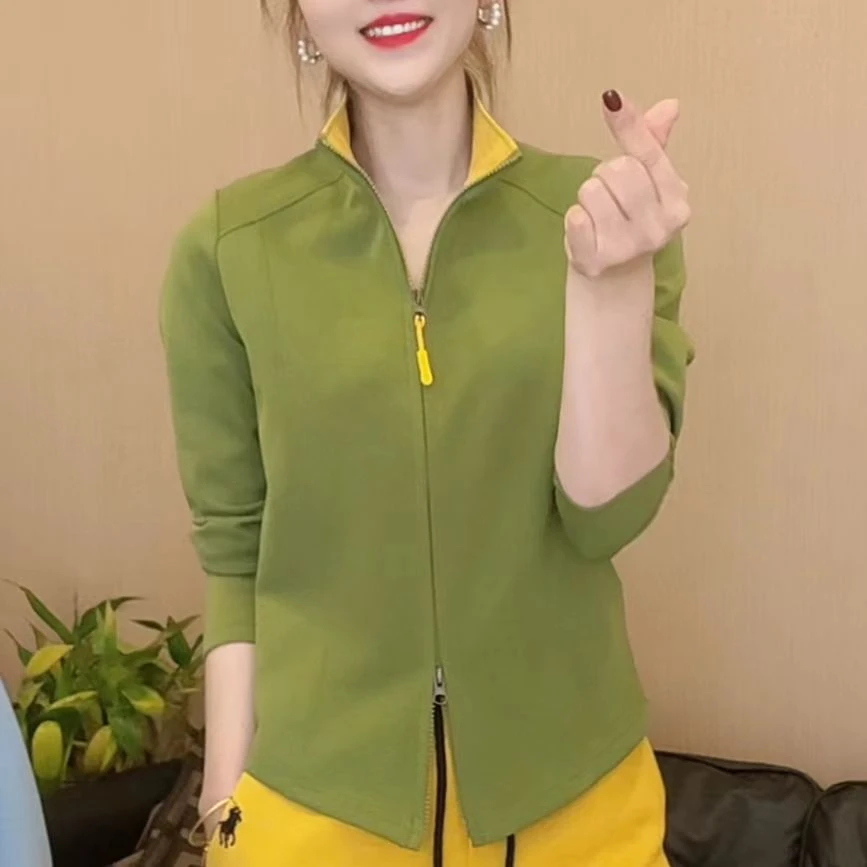 2025初春时尚潮流精选新品纯色设计上下拉链休闲百搭显瘦上衣5653