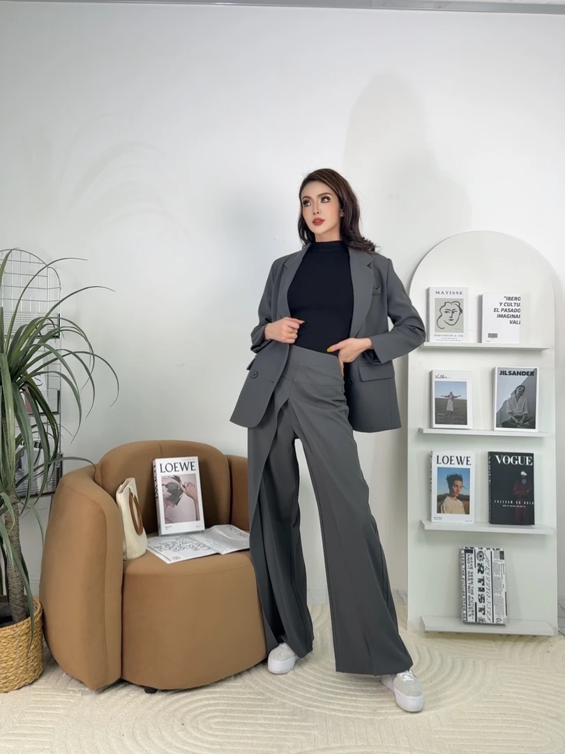 GIFLONA 高级感灰色西装外套