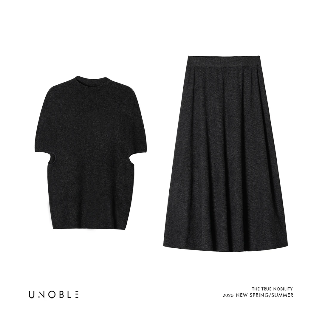 UNOBLE 2025 S/S【慢调生活】羊毛蝙蝠袖上衣+羊毛半身裙  秋季新品