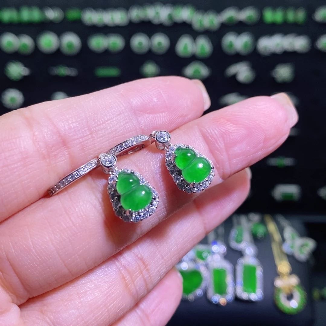 翡翠银S925镶嵌耳饰多样性