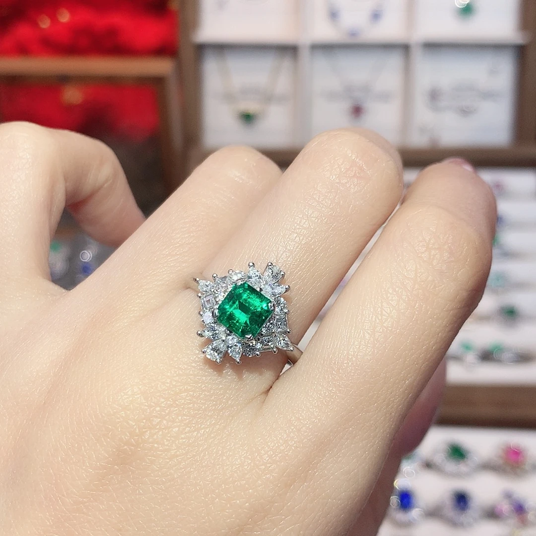 祖母绿戒指铂Pt850镶嵌1.01ct/天然宝石/七天无理由