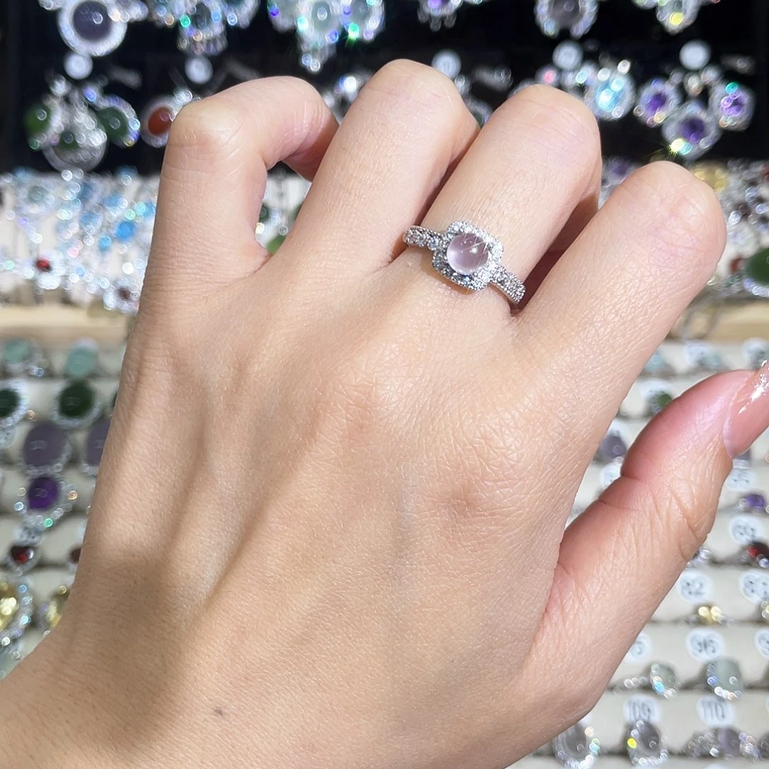 萤石戒指银S925镶嵌