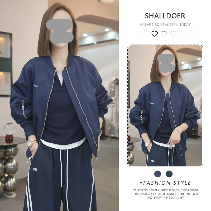 【莱茵河畔】复古运动棒球服外套女2025年春秋新款时尚宽松开衫上衣