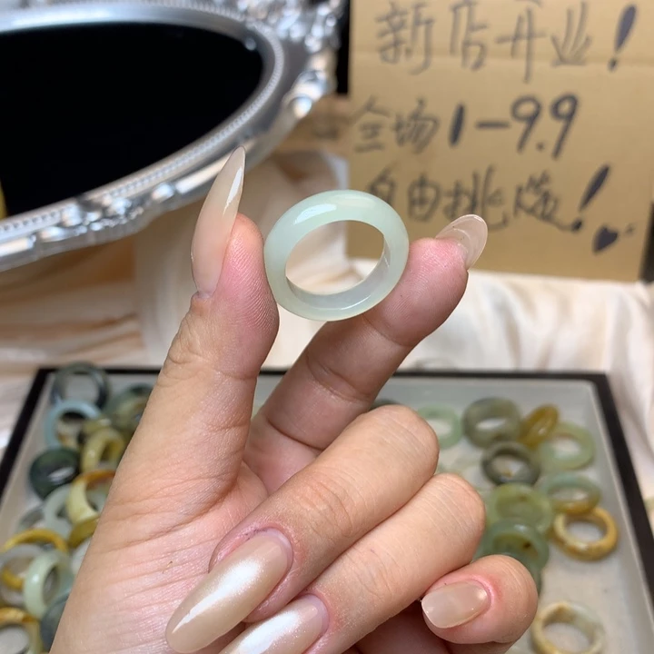 增***耀合金蛇纹石玉戒指