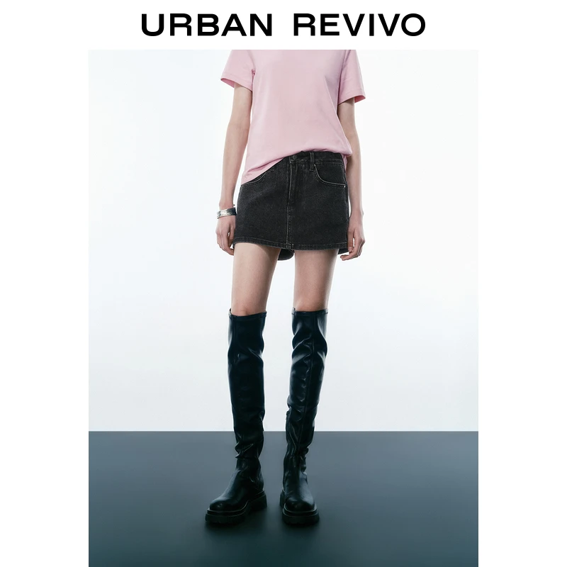 UR2025春季新款女装复古水洗休闲百搭牛仔短裤UYY850103