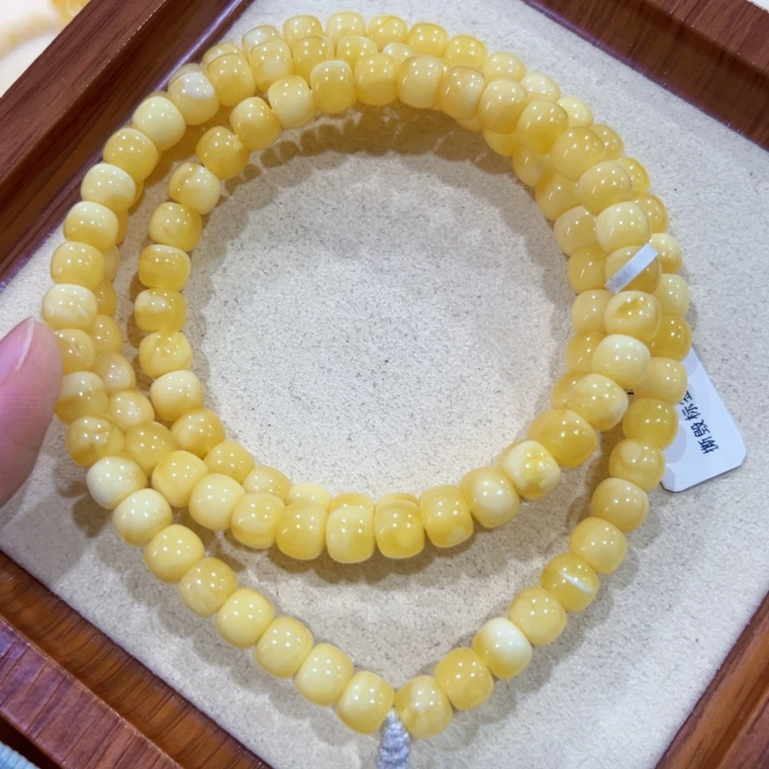 手链蜜蜡未镶嵌7m金白妖花108