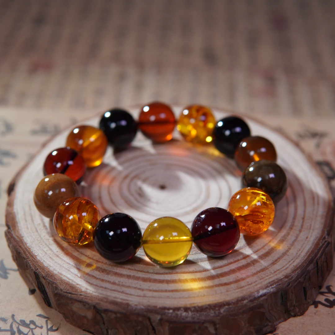 小东珠宝-15mm琥珀多宝圆珠手串手链时尚气质简约精美精致百搭