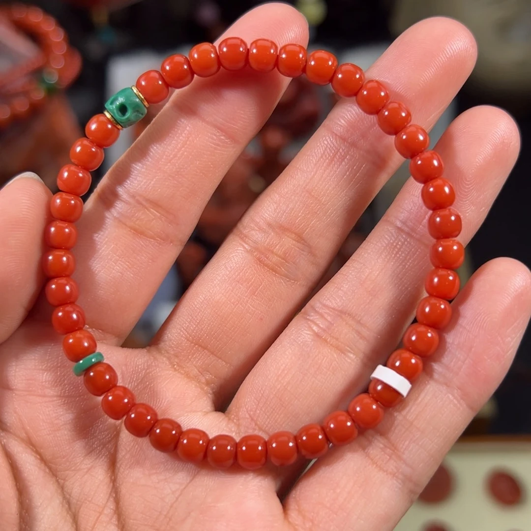 南红玛瑙未镶嵌老型手串5.1左右