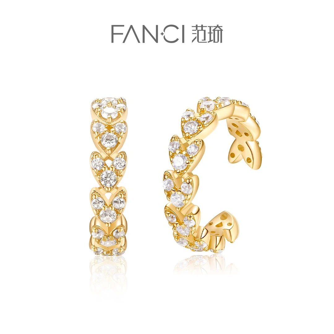 FANCI/范琦 925银合成锆石耳饰 心迹耳骨夹 轻奢欧美小众法式气质