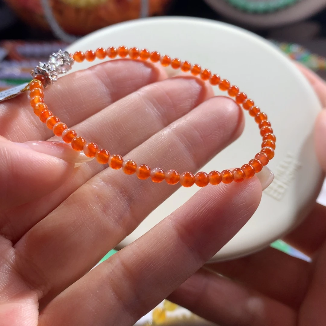 翡翠未镶嵌手链冰橘红半鸳鸯卡3.3