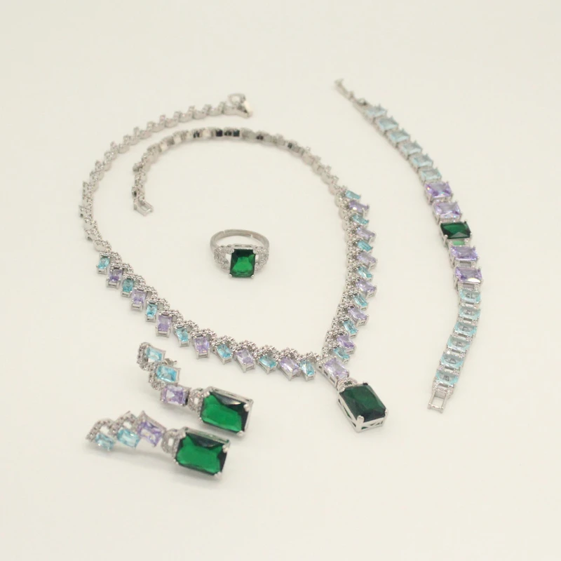 P035 海洋之夜紫蓝项链套装