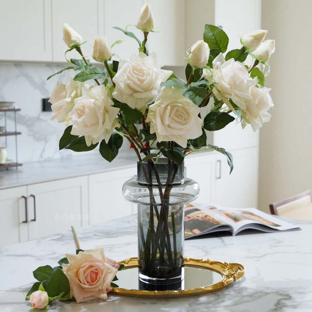 手感保湿玫瑰花高级感逼真仿真花家居摆件极简风高端假花软装饰品