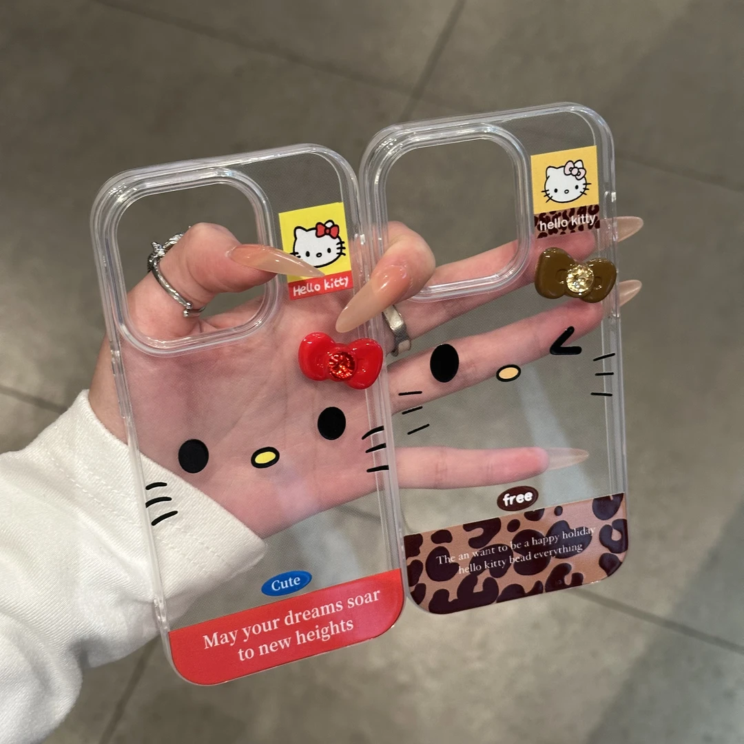 BANCA豹纹KT表情蝴蝶结适用iPhone17/16手机壳华为vivo小米oppo