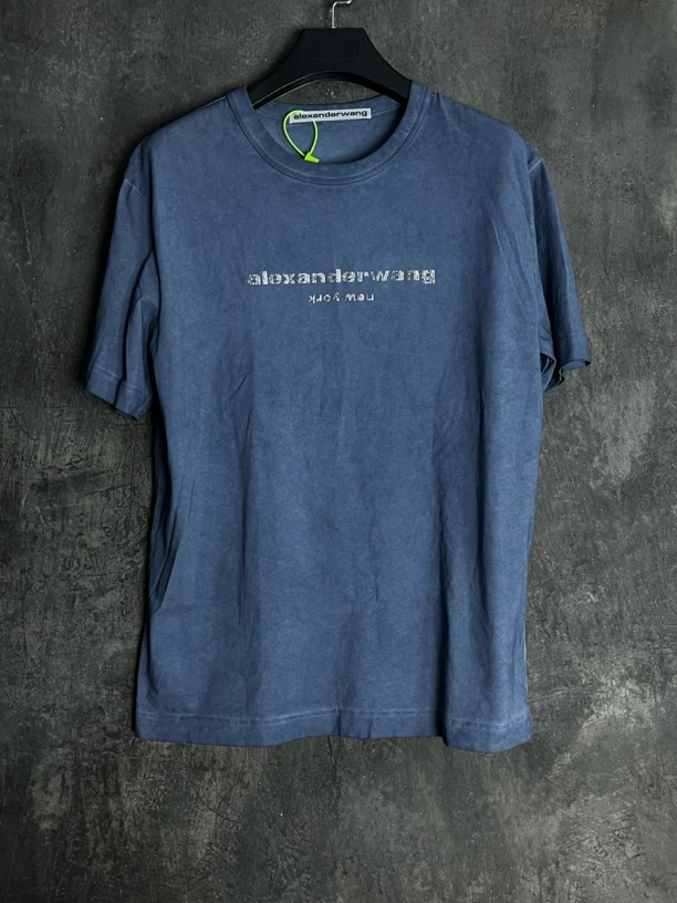 全新未使用 maje M码*1/alexanderwang水洗蓝水钻logo短袖/03533