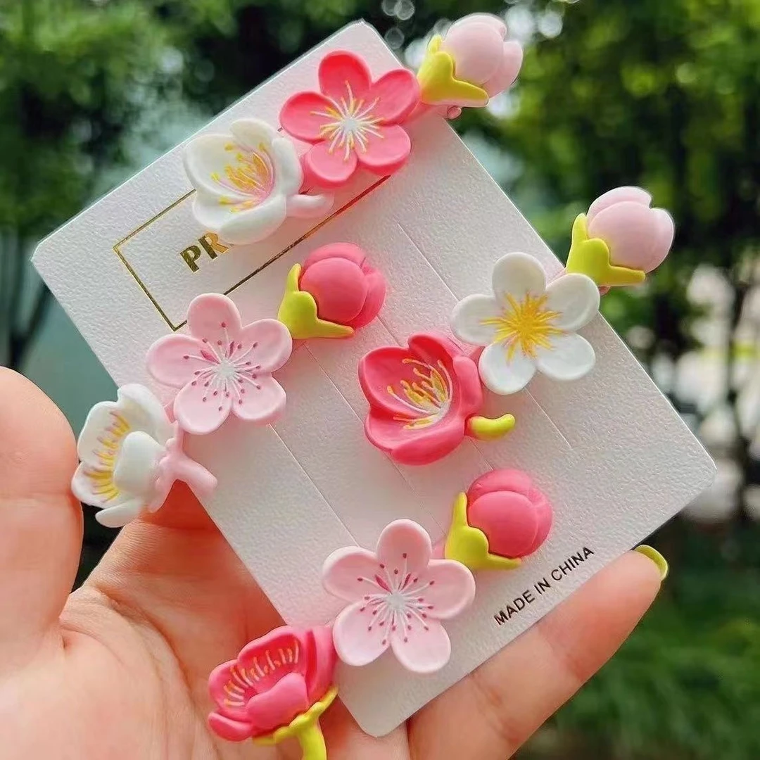 森系樱花发夹可爱甜美刘海夹ins少女花朵发卡侧边夹头饰汉服发夹