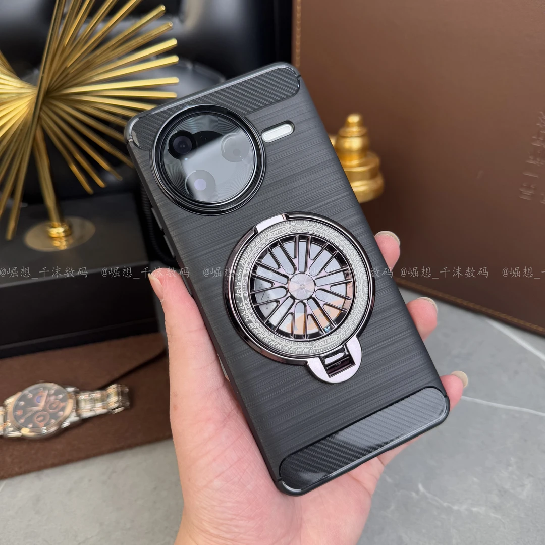 【解压陀螺支架+四角防摔】适用红米K80碳纤纹拉丝磨砂手机壳