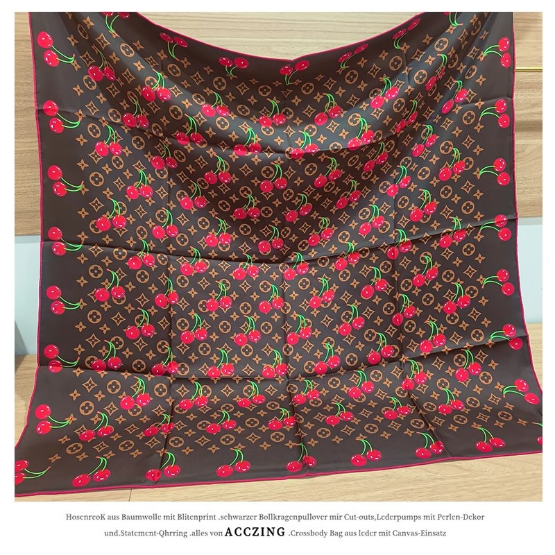 「樱桃联名」90cm18姆米斜纹100%桑蚕丝双面丝巾时尚百搭真丝方巾