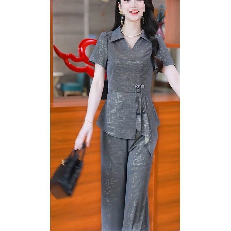 优雅名媛洋气气质两件套女2025夏季新款新中式妈妈装时尚女夏套装