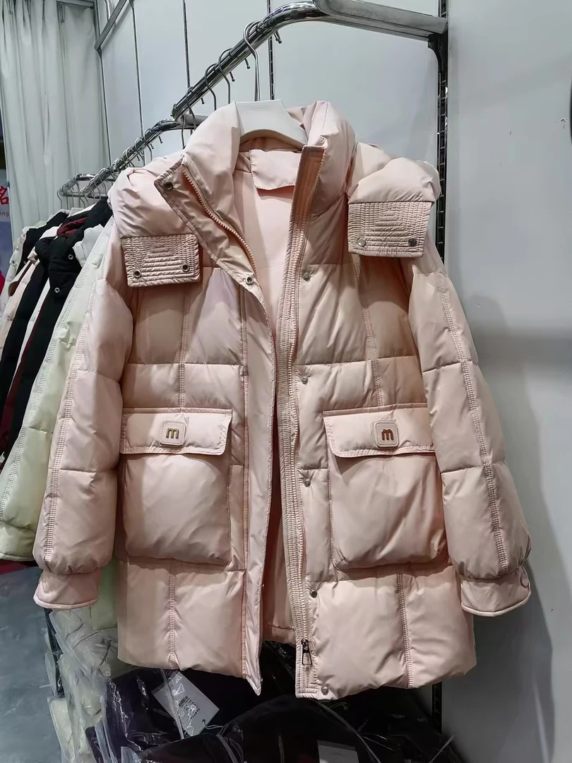 【双流恒宣】C66415时尚中长款百搭冬季棉衣外套连帽宽松