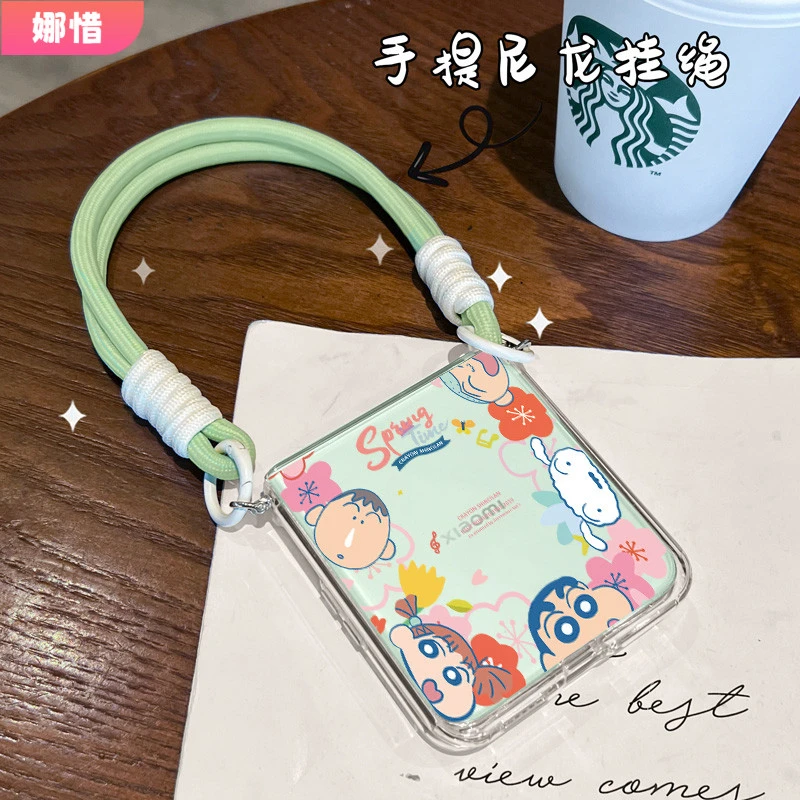 蜡笔小新适用小米mixflip2手机壳折叠屏mix flip2带挂绳硅胶透明