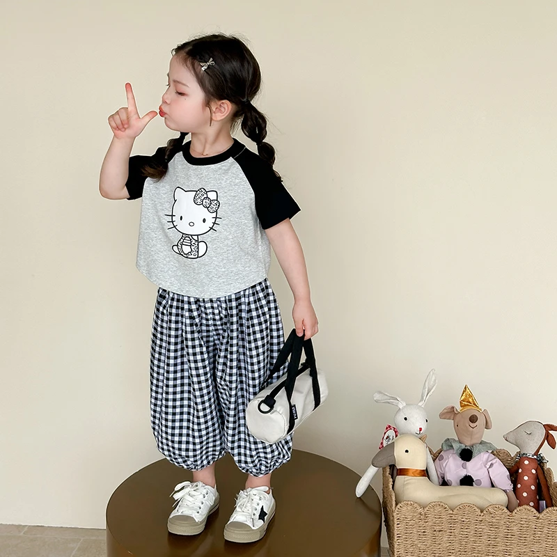 女童夏装套装2025新款儿童洋气时髦短袖女宝宝夏季休闲裤两件套潮