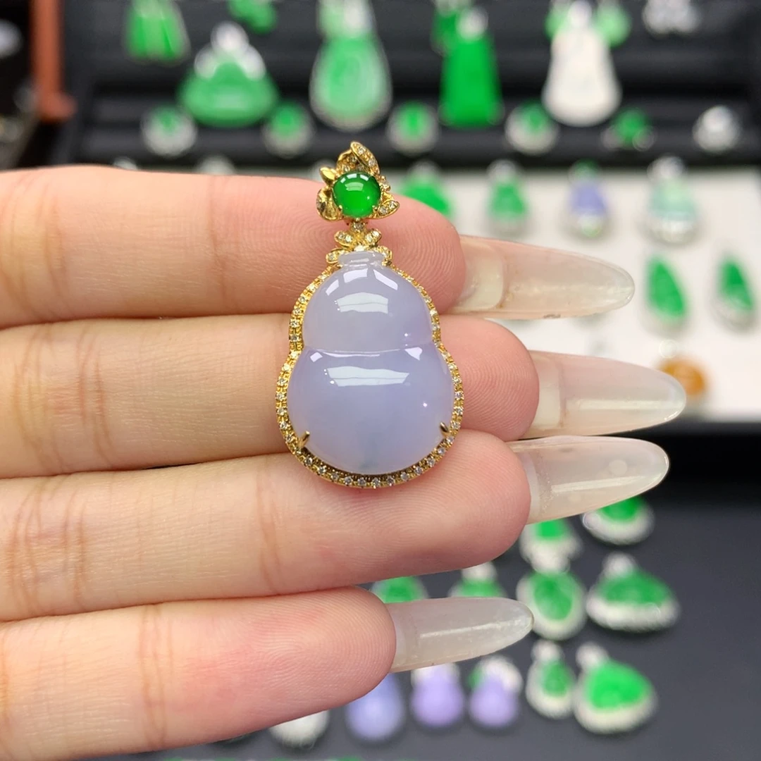 翡翠18K金镶嵌吊坠(不含链)