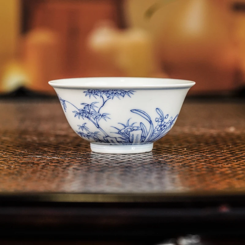 【墨舍名窑】小雅白描松竹梅杯 xy82