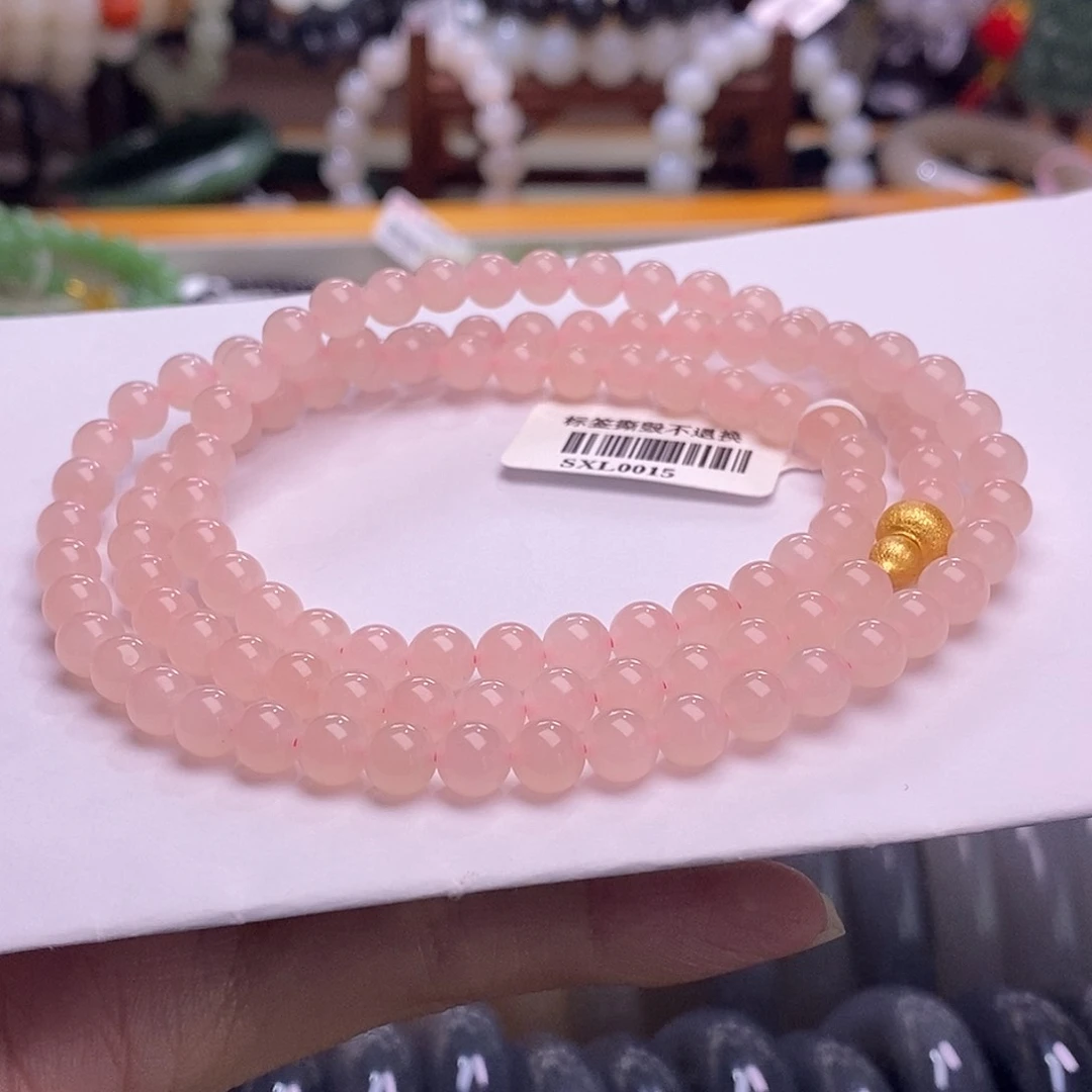 颈饰未镶嵌和田玉藕粉银镶葫芦项链6MM