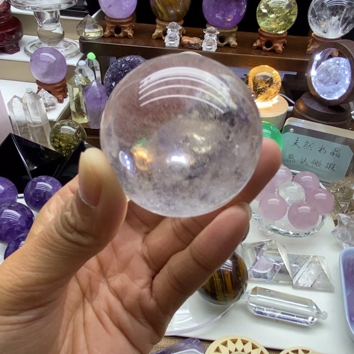 水晶摆件未镶嵌天然白水晶球48.5m m