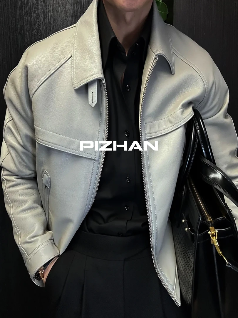 PIZHAN/皮展 93158-1TF“斯坦森”同款绵羊皮鹅绒服机车皮衣