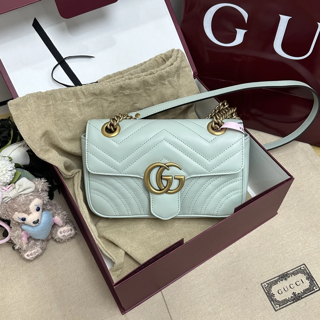 未使用 GUCCI/古驰 壹所奢品/薄荷绿马蒙22斜跨包/单肩包