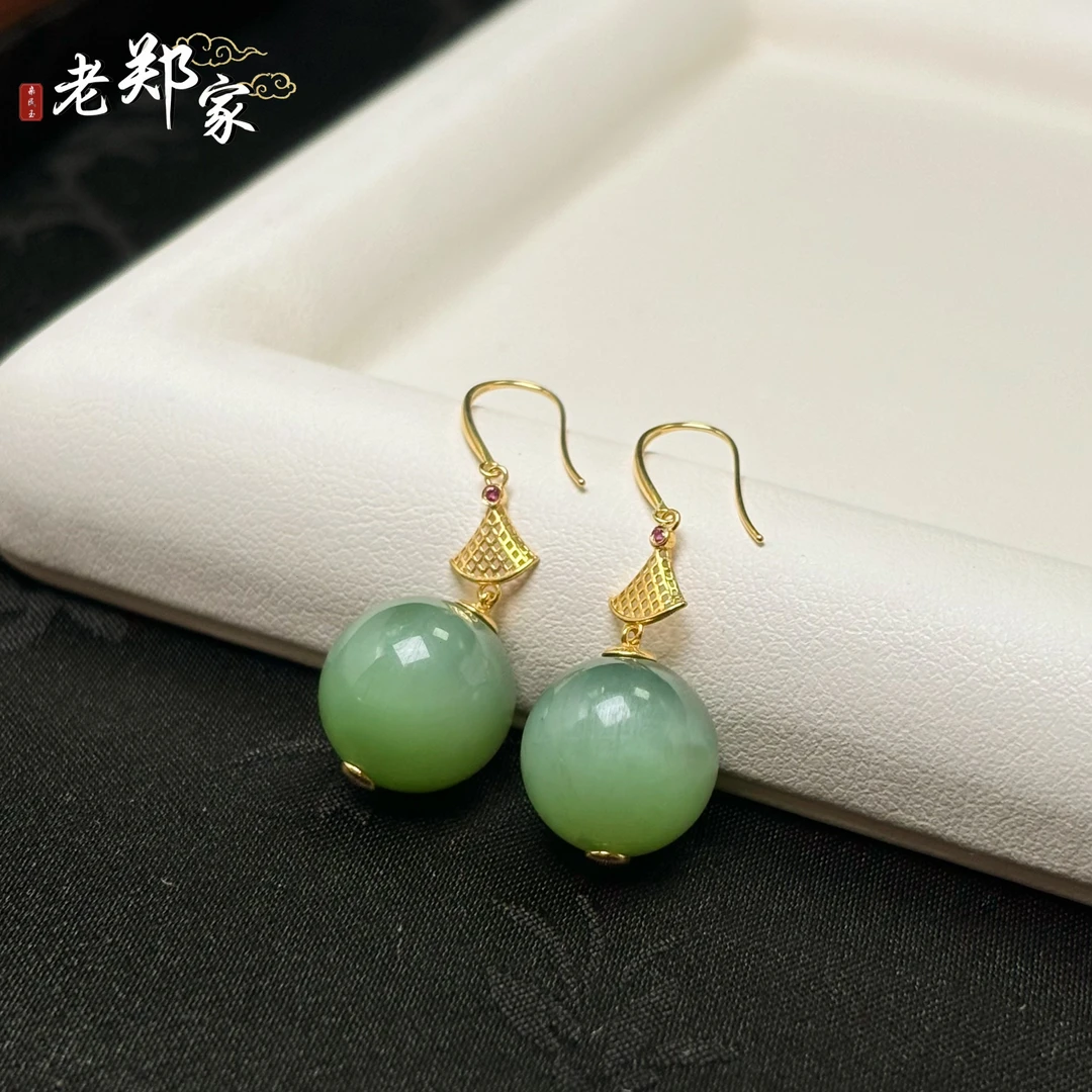 【老郑家】18K金和田玉耳饰一对 多样性发一件 83
