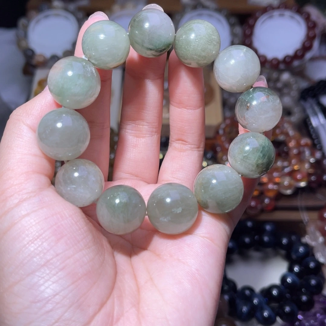 水晶未镶嵌手串绿幽灵绿兔毛共生