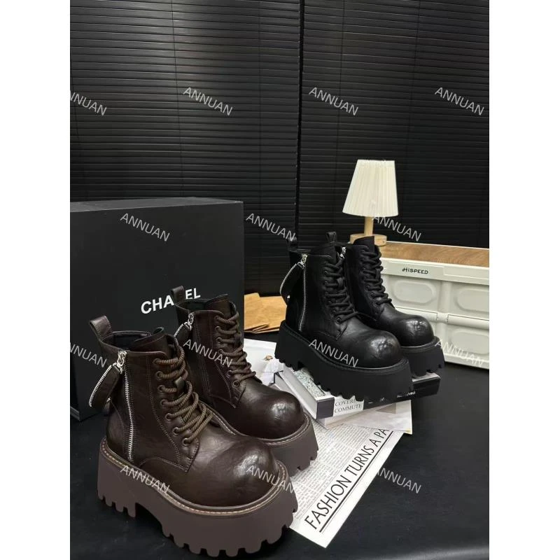 【HeiPa】【HeiPa】秋季穿新款厚底带时尚韩版靴子女款