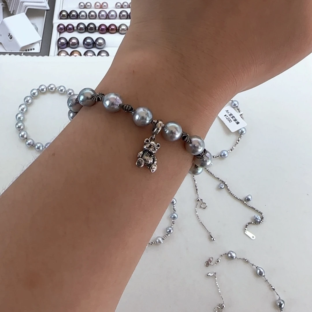 海水珍珠银S925镶嵌手链