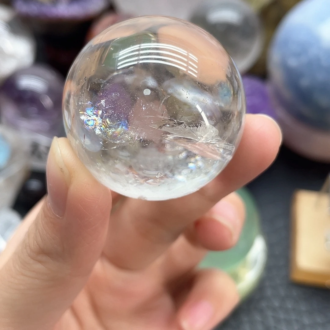 水晶未镶嵌珠宝半成品8茶晶球微瑕放漏卡3.7mm