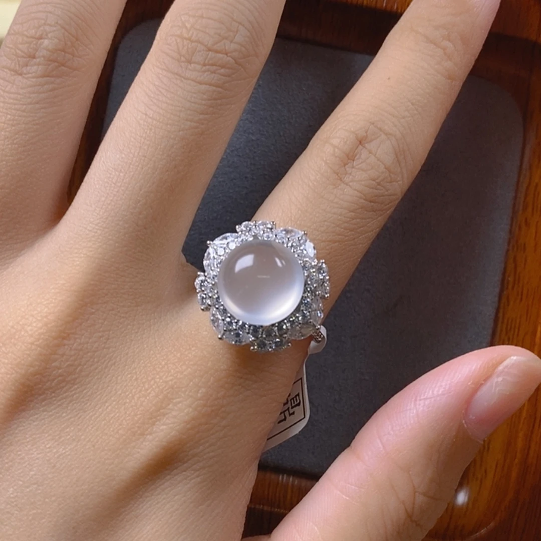 雁***子石英质玉银S925镶嵌戒指