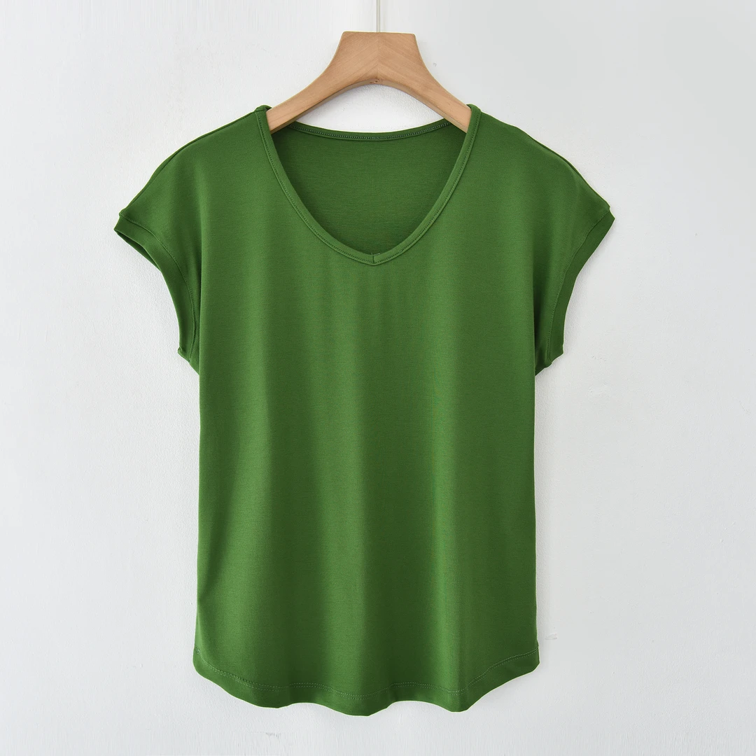 “夏季工厂清仓”女士夏季新款凉感飞袖V领T恤舒适透气百搭无袖408