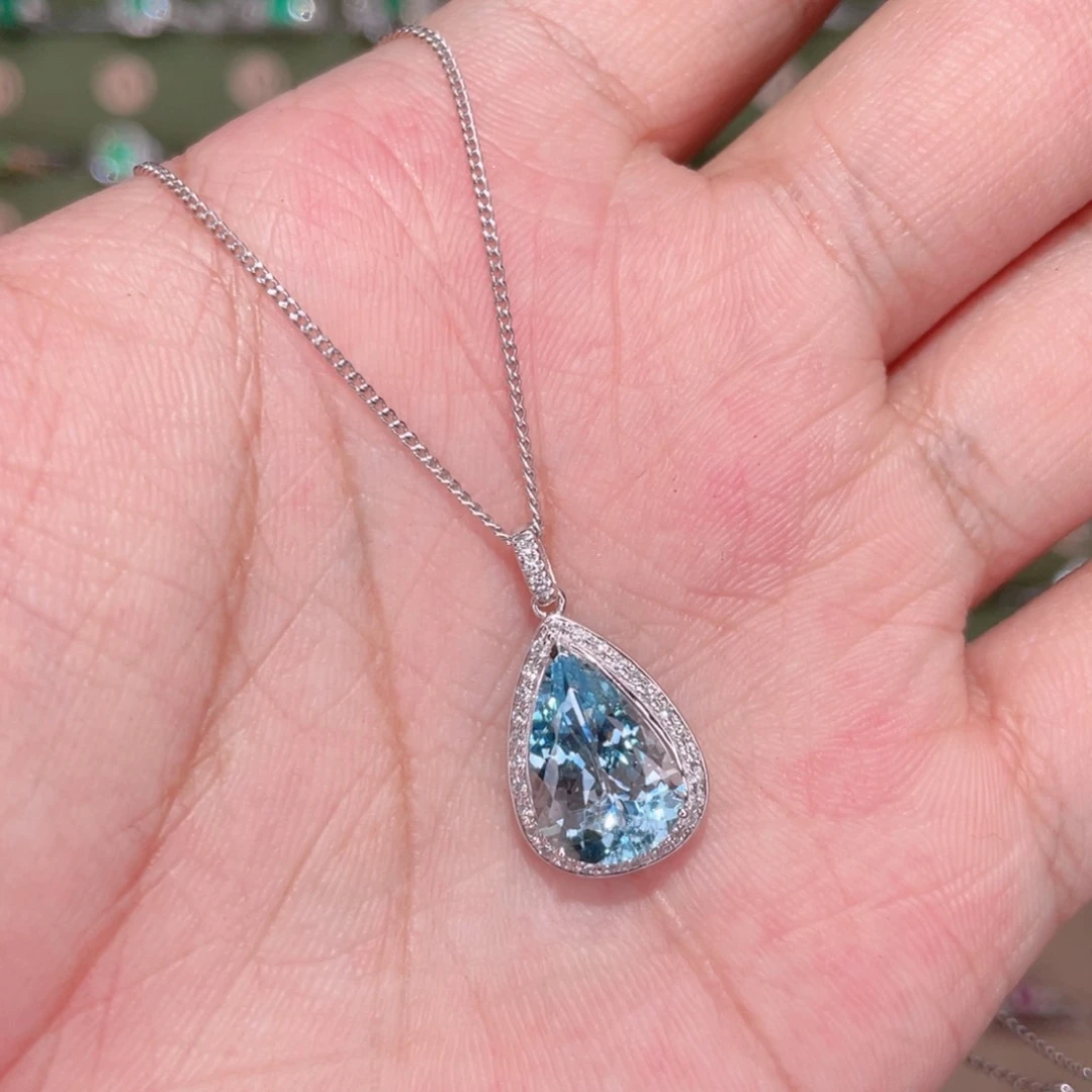 海蓝宝石颈饰18K金镶嵌2.85ct