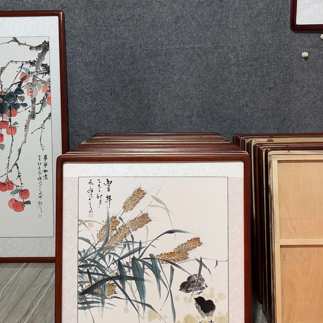 国画书画作品带框63×63