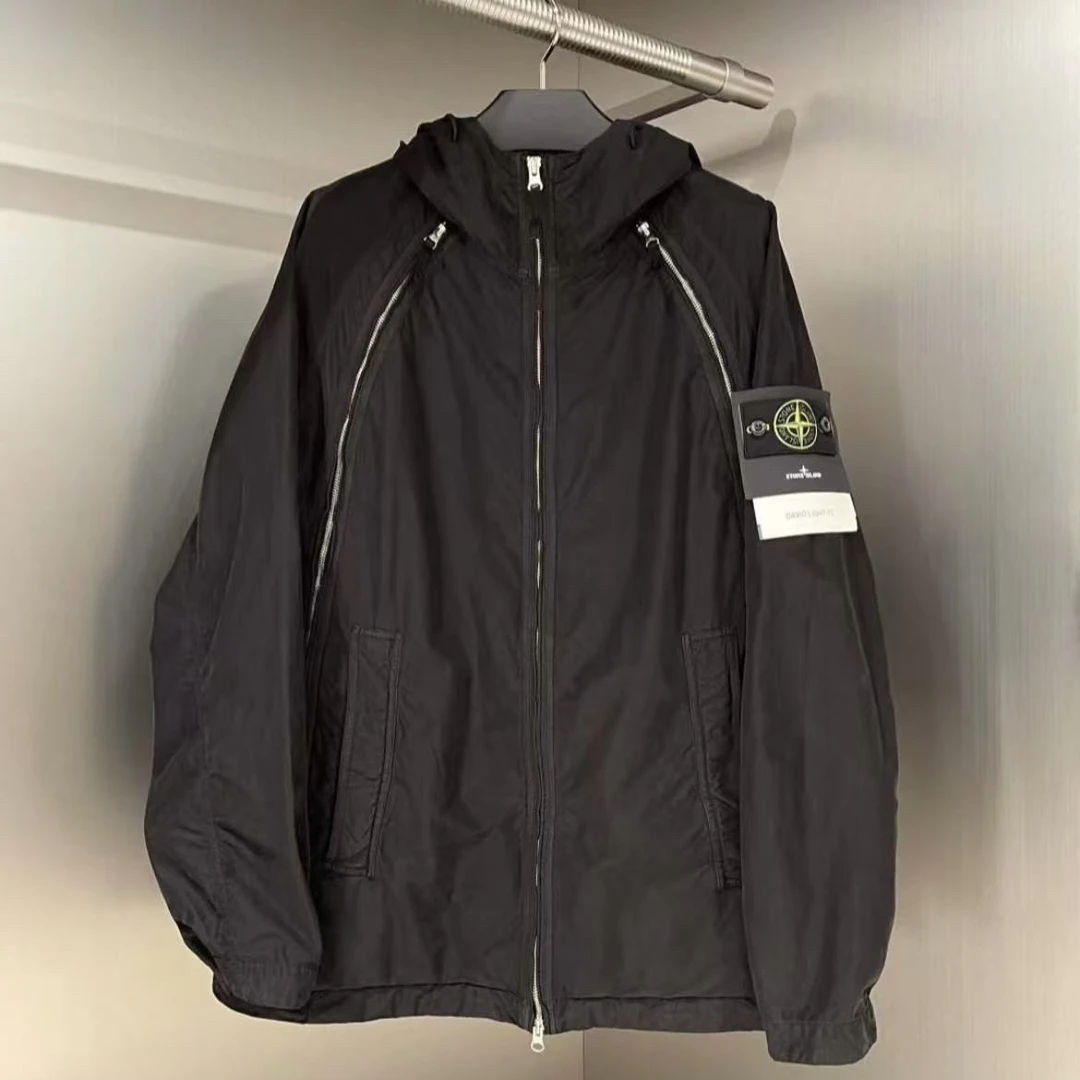 全新Stone island石头岛 25FW David-TC防风防水拉链外套 黑色