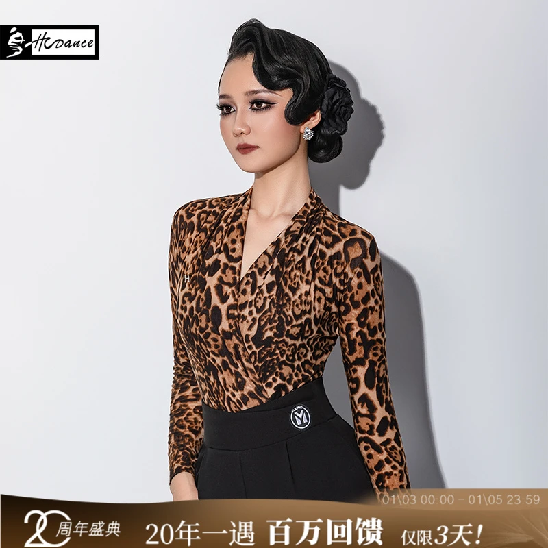 IAMYC摩登舞服女成人练功服长袖上衣V领国标舞连体衣A1174+B20099