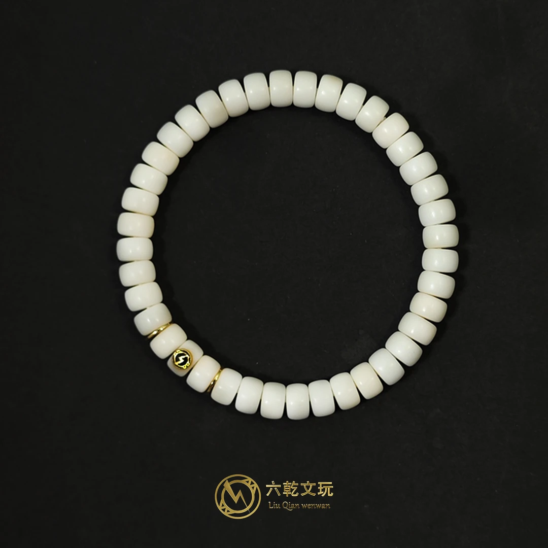 精选天然白玉菩提药片珠精工镶嵌款时尚百搭小单圈