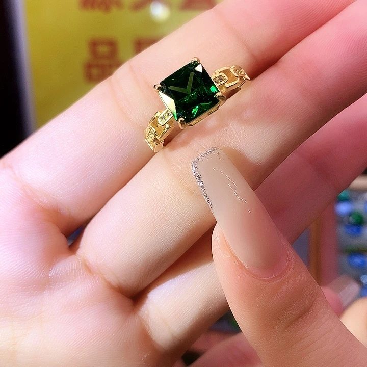 戒指透辉石银S925镶嵌