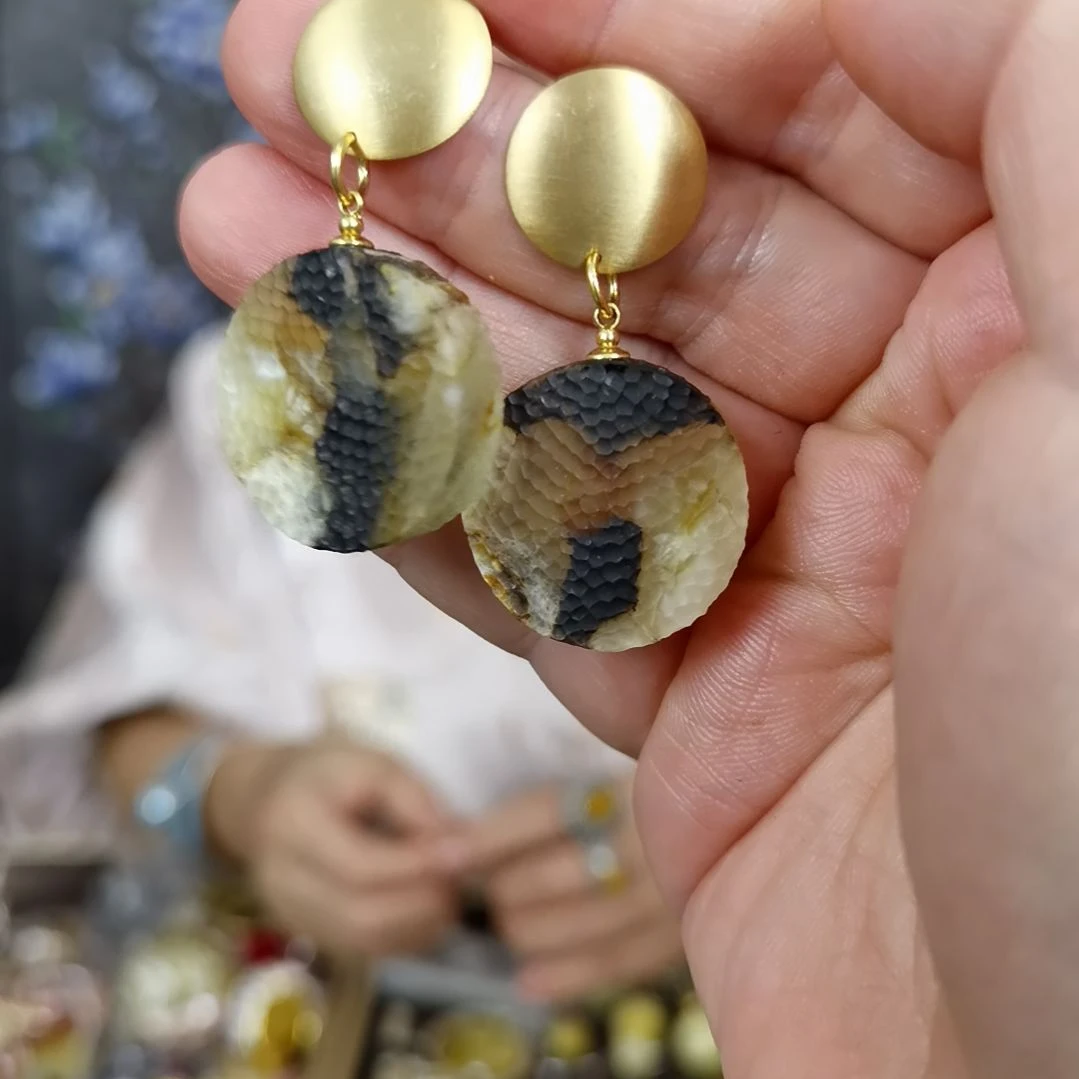 琥珀未镶嵌耳饰耳环