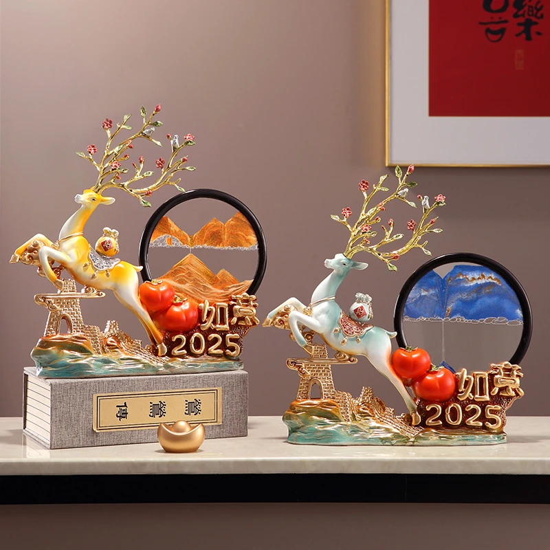 2025一路如意福禄流沙画摆件新中式创意玄关酒柜电视柜装饰摆设