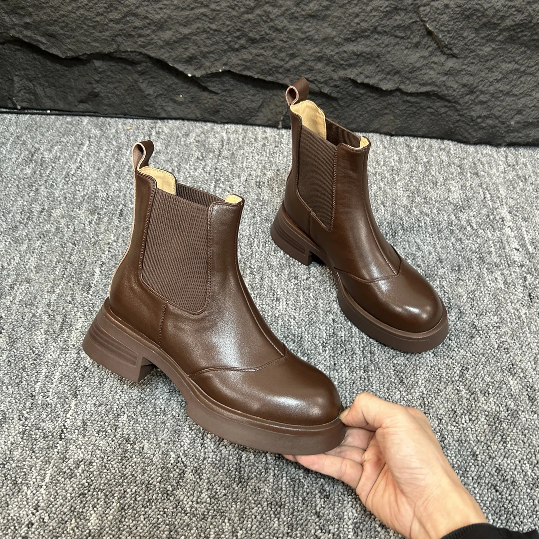 陈老板-牛皮3.5公分/经典高奢复古短靴女鞋百搭时尚冬靴子43-79